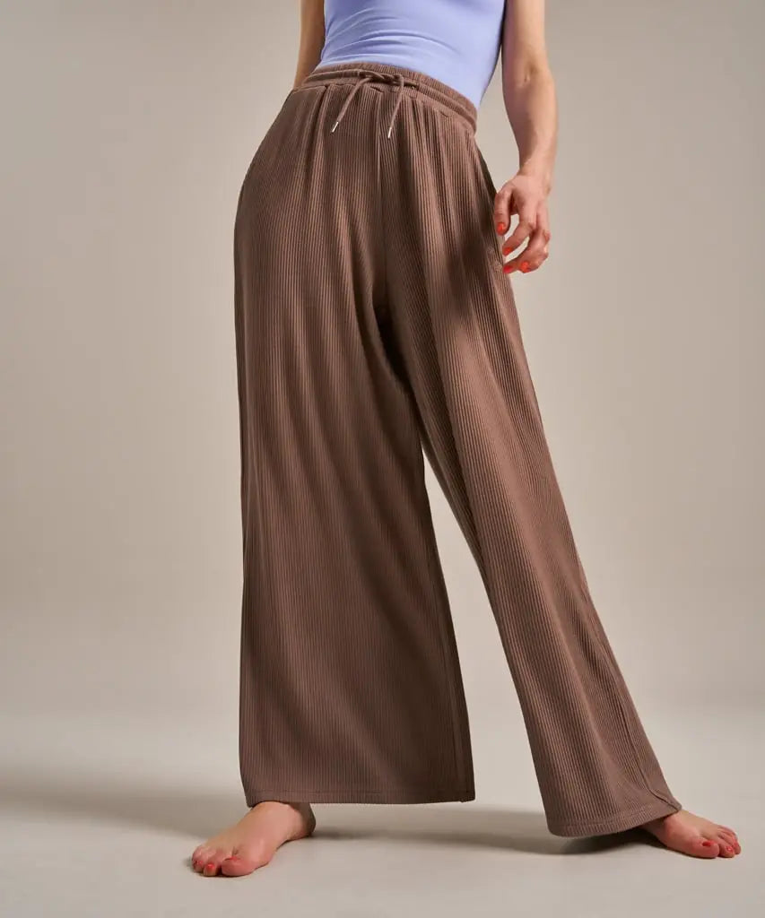Tie Waist Ribbed Wide Leg Trouser BAM Clothing
