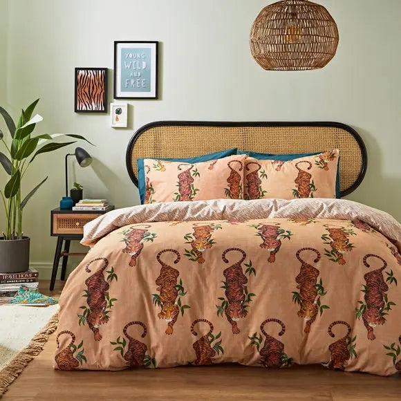 Tiger Foliage Duvet Cover and Pillowcase Set Dunelm