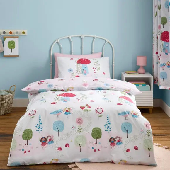 Toadstool Fairies Reversible Polycotton Duvet Cover & Pillowcase Set Dunelm