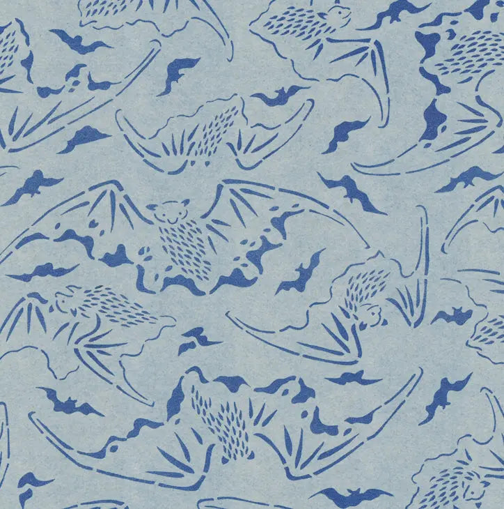 Tokyo Bats - Indigo - Wallpaper Print Sisters