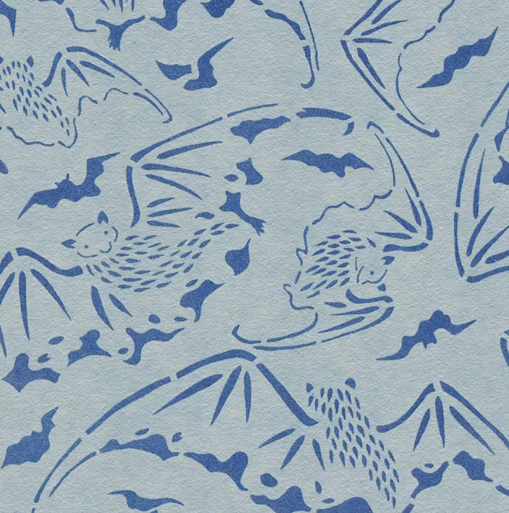 Tokyo Bats - Indigo - Wallpaper Print Sisters