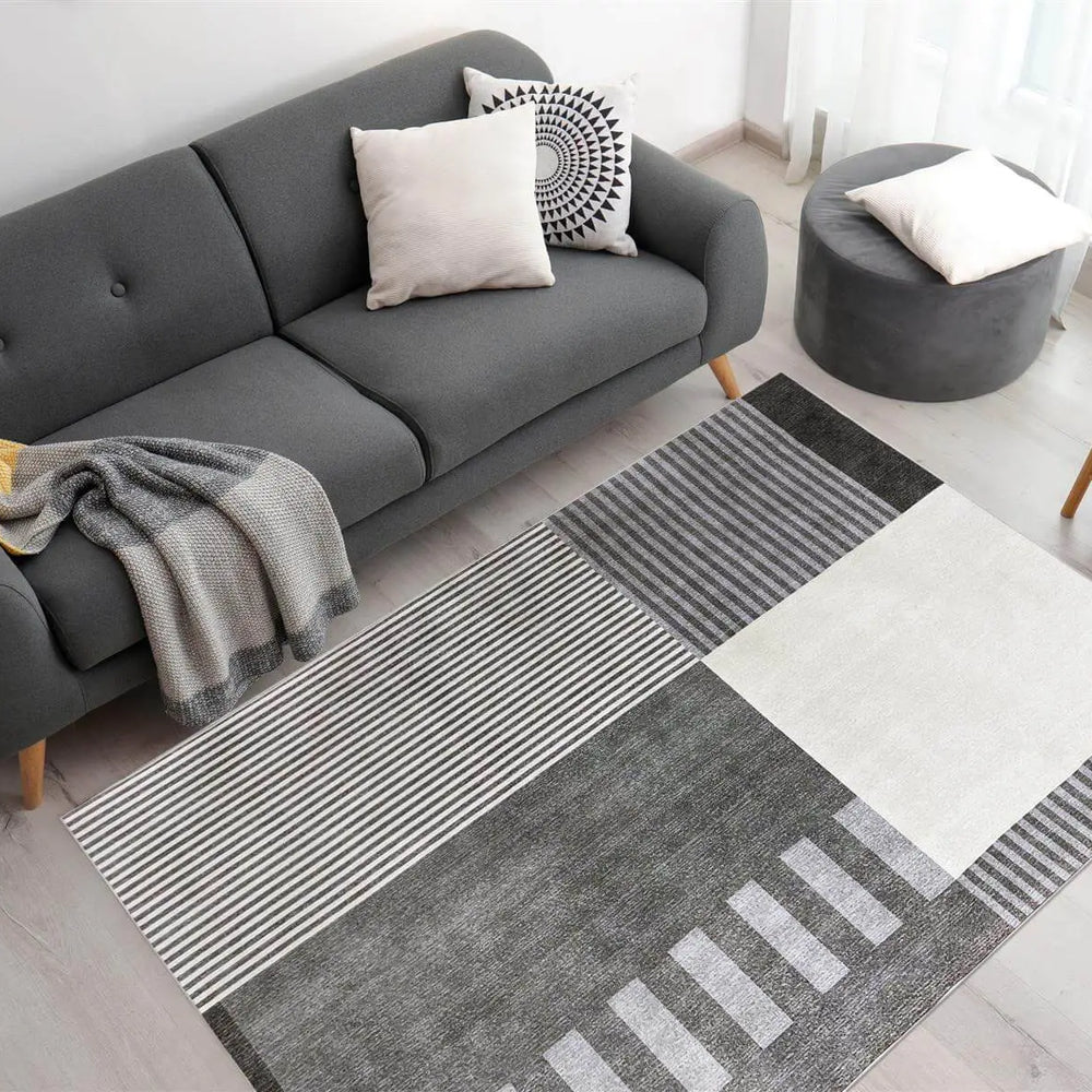Tokyo Geo Blocks Grey Rug The Rugs