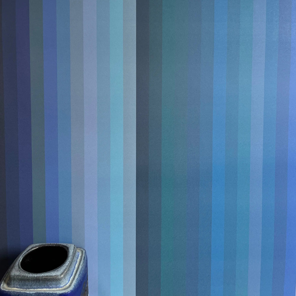 Tonal Stripe Wallpaper - Indigo Sharon Jane