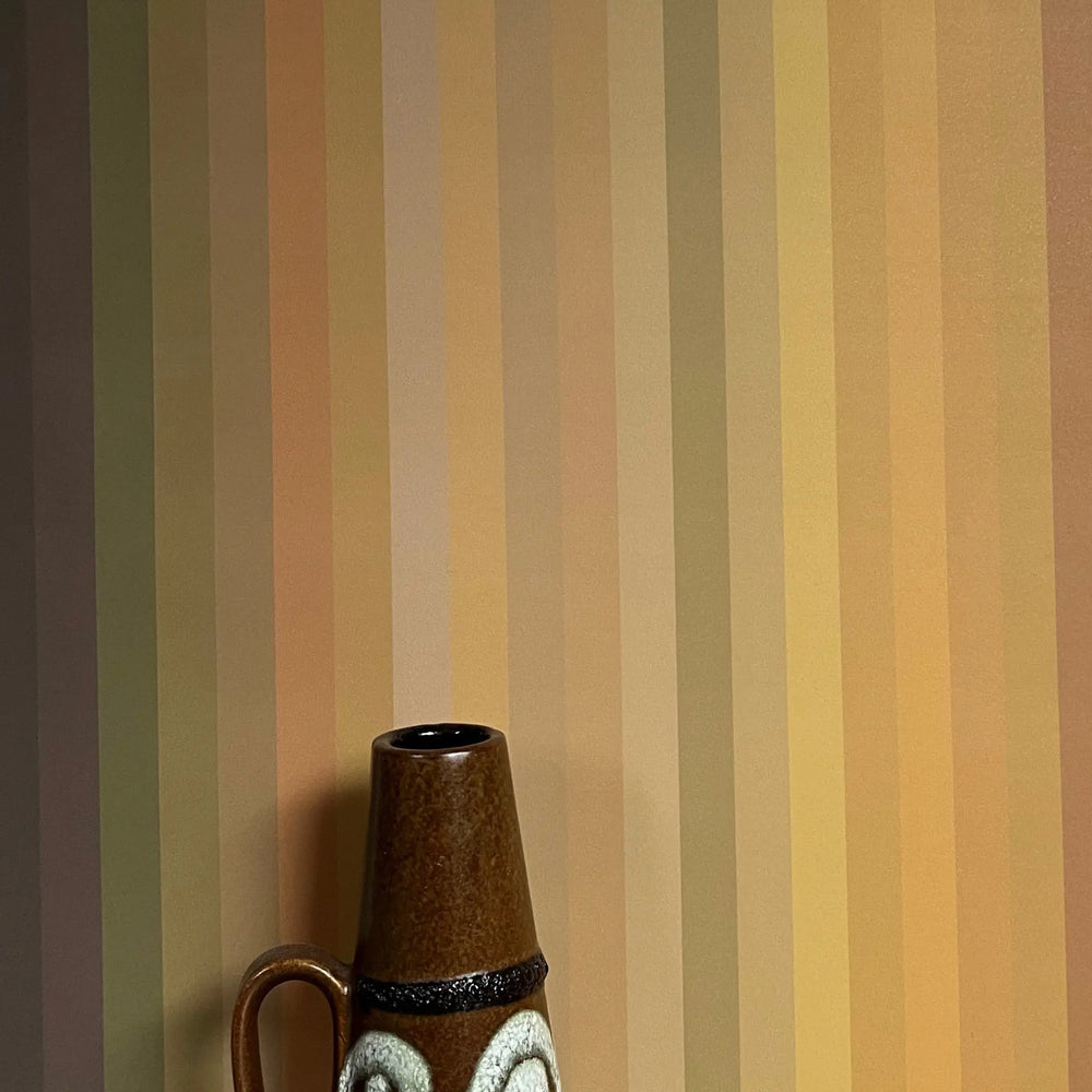 Tonal Stripe Wallpaper - Ochre Sharon Jane