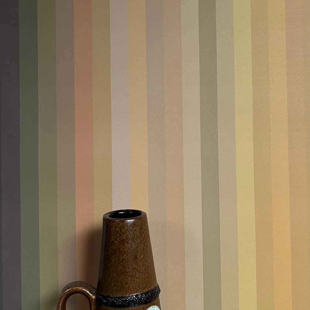 Tonal Stripe Wallpaper - Ochre Sharon Jane