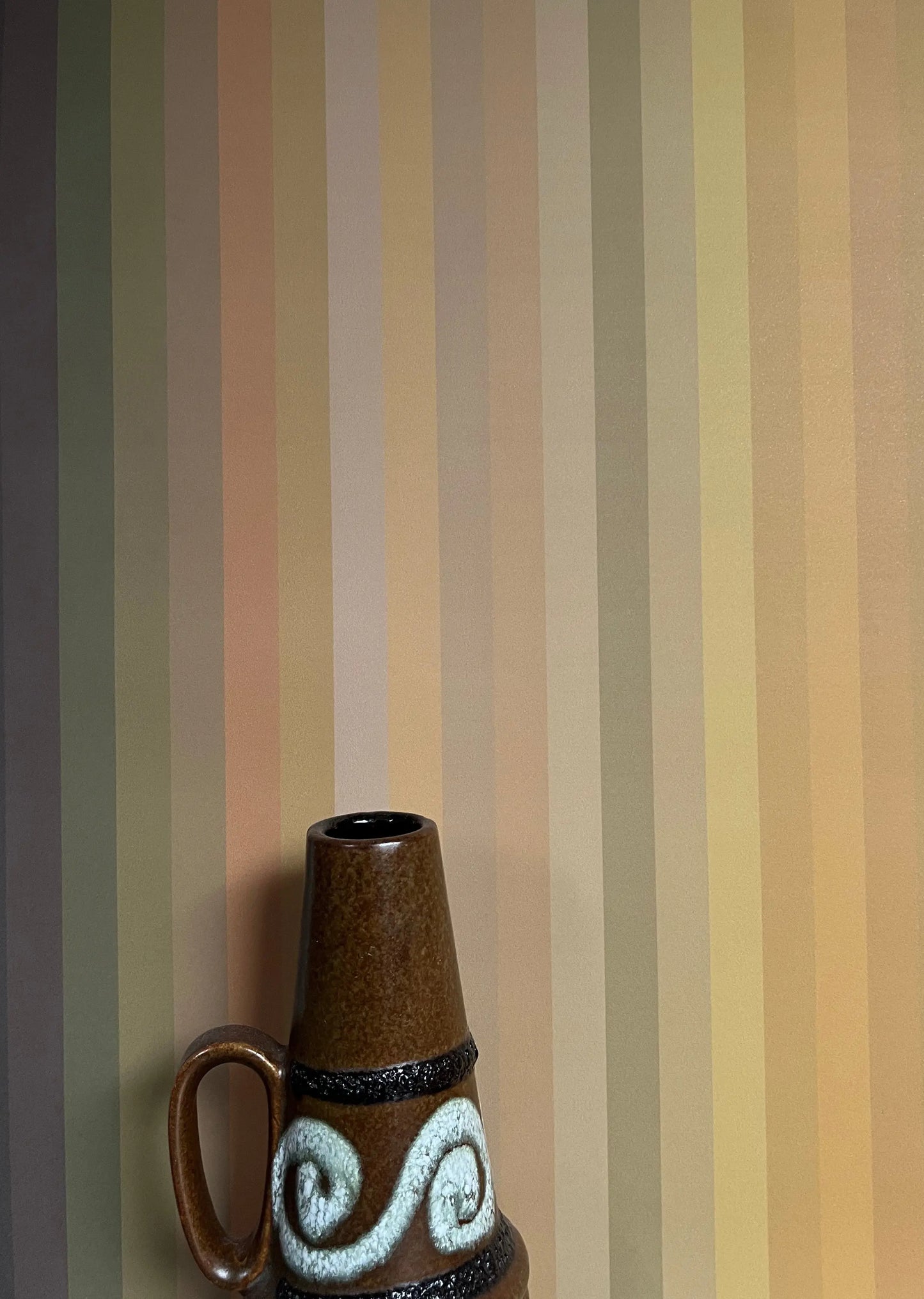 Tonal Stripe Wallpaper - Ochre Sharon Jane