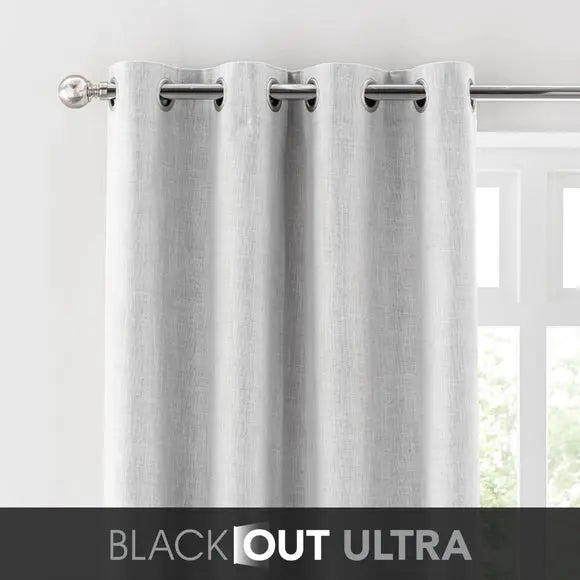 Touch of Linen Ultra Blackout Eyelet Curtains Dunelm