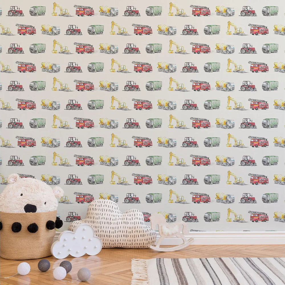 Transport Children's Wallpaper Katie Hipwell Design