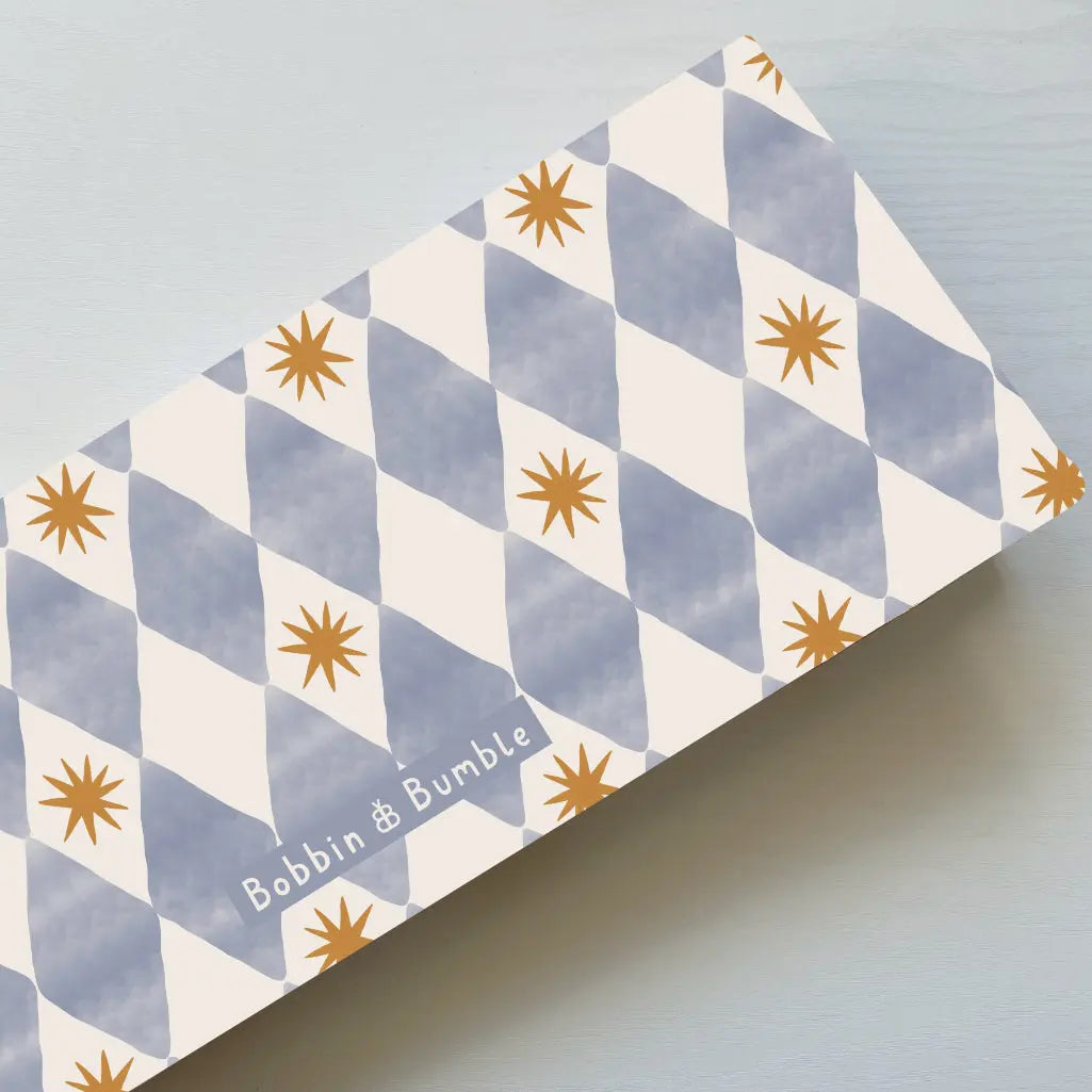 Travel Changing Mat - Blue Harlequin Bobbin and Bumble