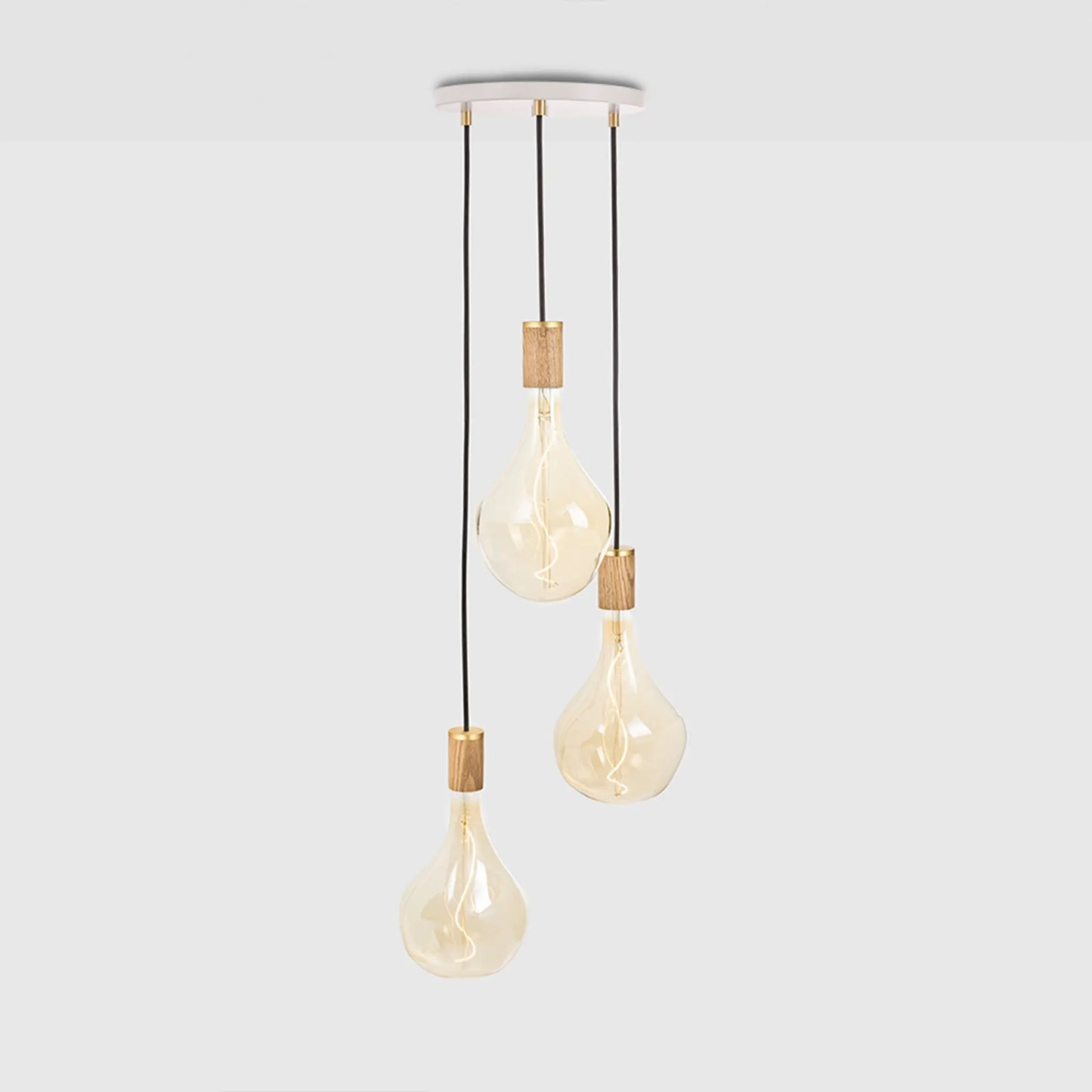 Triple Pendant in Oak + Voronoi II - White Canopy Tala