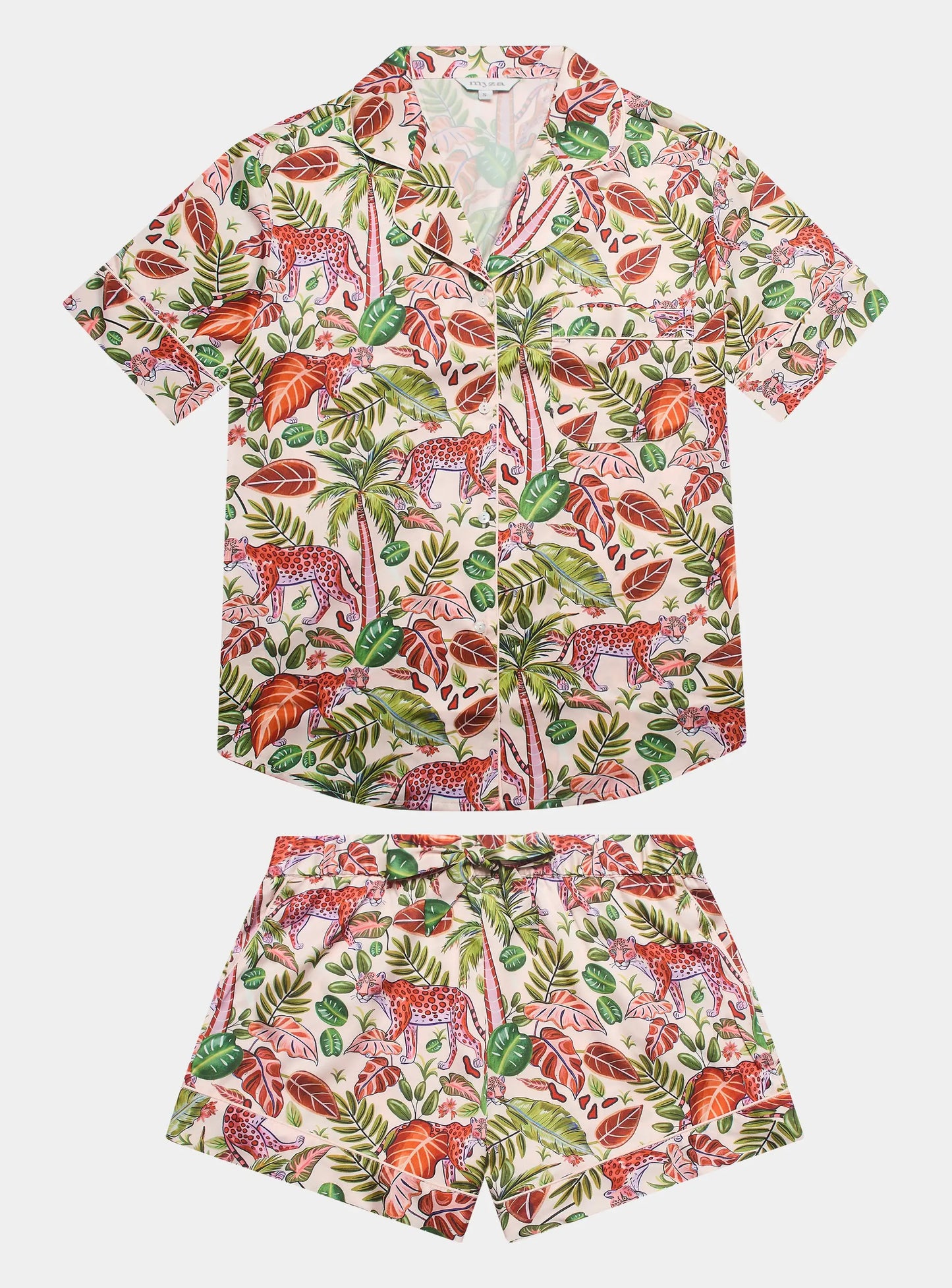 Tropical Safari Women's Satin Pyjama Short Set Myza