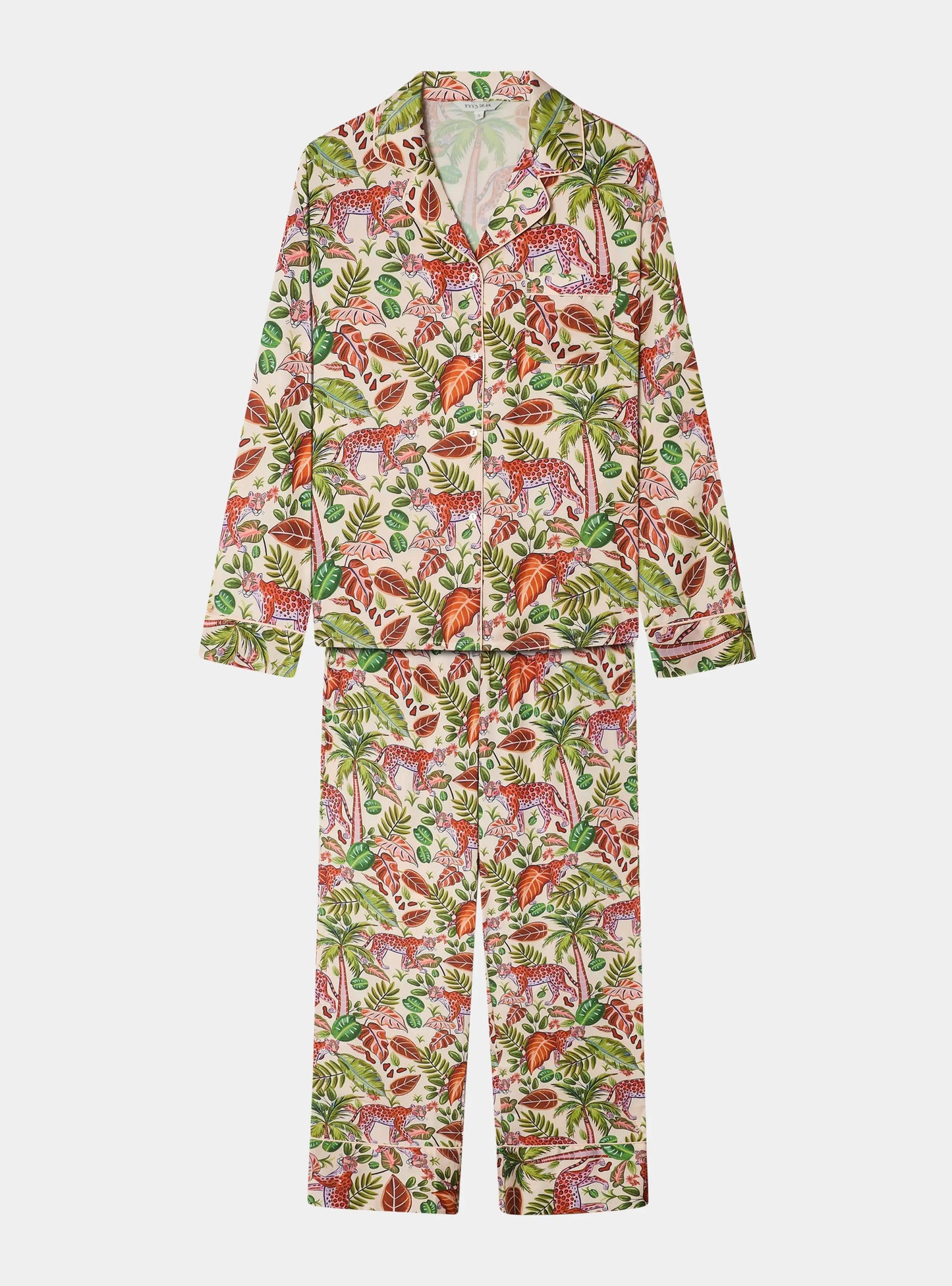 Tropical Safari Women's Satin Pyjama Trouser Set Myza