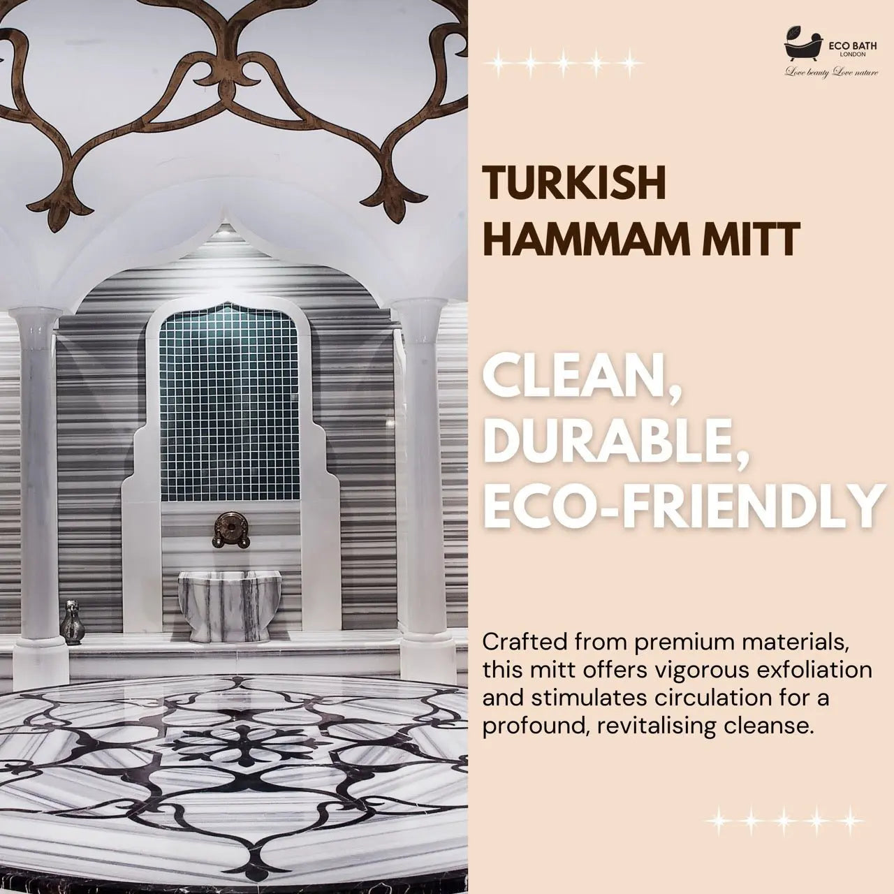 Turkish Bath Mitt Fine Texture - Skin Exfoliating Glove Eco Bath London