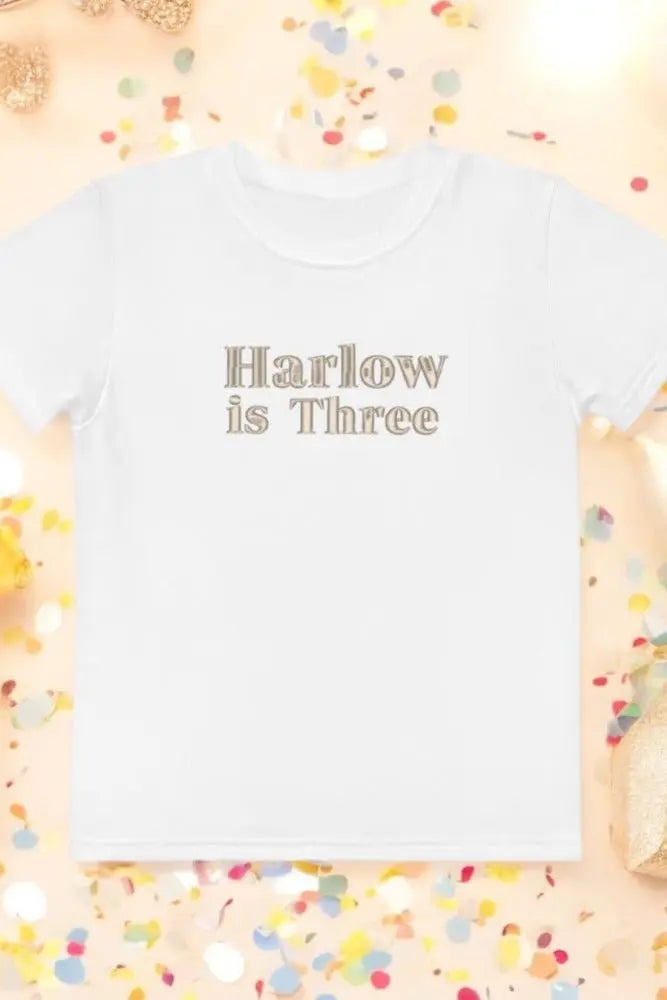 Turns Three 3rd Birthday T-Shirt Personalised Name Cozy Crew Club