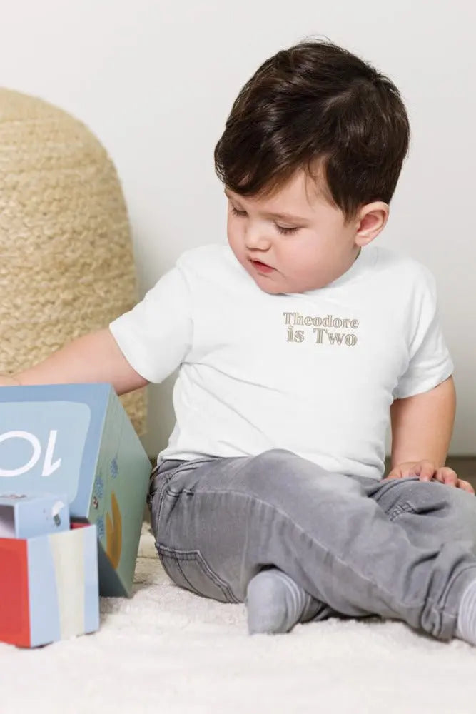 Turns Two 2nd Birthday T-Shirt Personalised Name Cozy Crew Club
