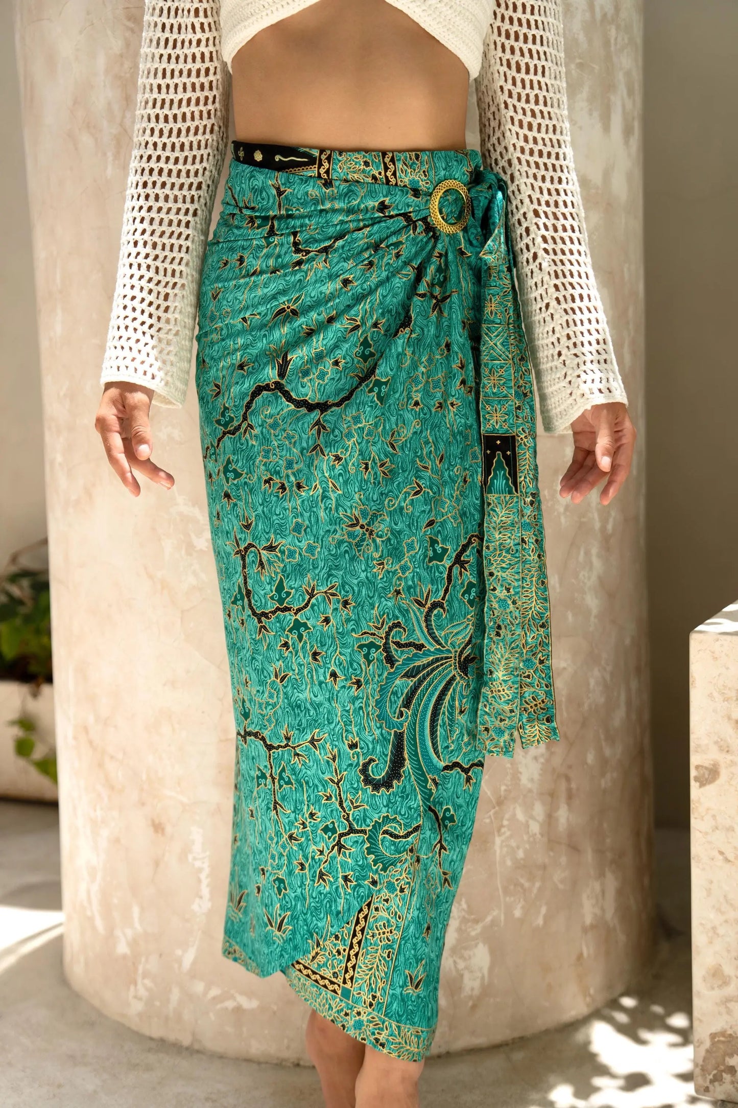 Turquoise Aqua Batik Wrap Skirt SUKARA