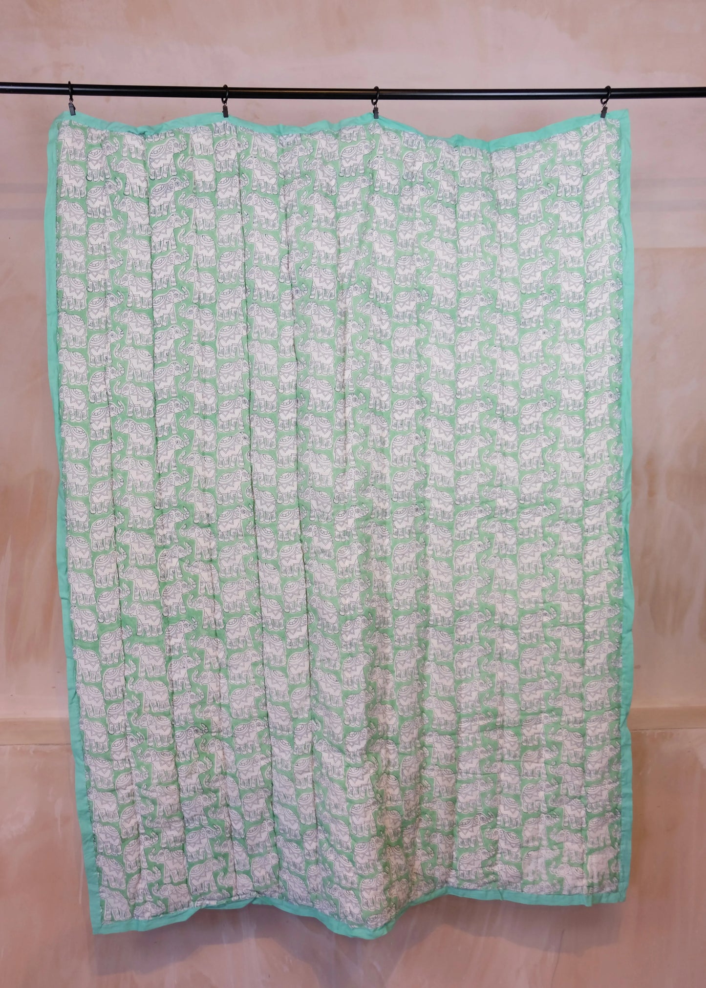 Turquoise Elephant Toddler / Single Quilt Kapara London