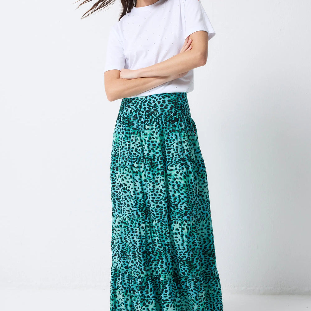 Turquoise with Black Leopard Maxi Skirt Scamp & Dude