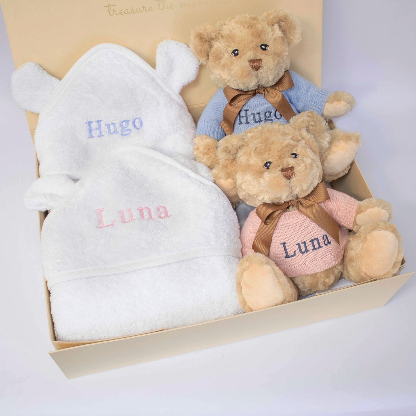 TWINS TEDDY AND TOWEL GIFT SET The Baby Gifting Company