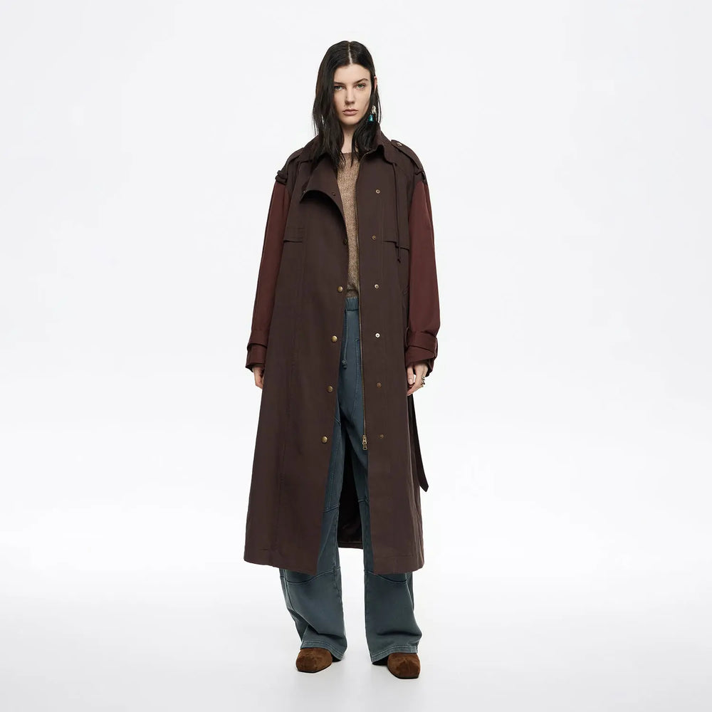 Two-tone burgundy maxi trench Bimba y Lola UK
