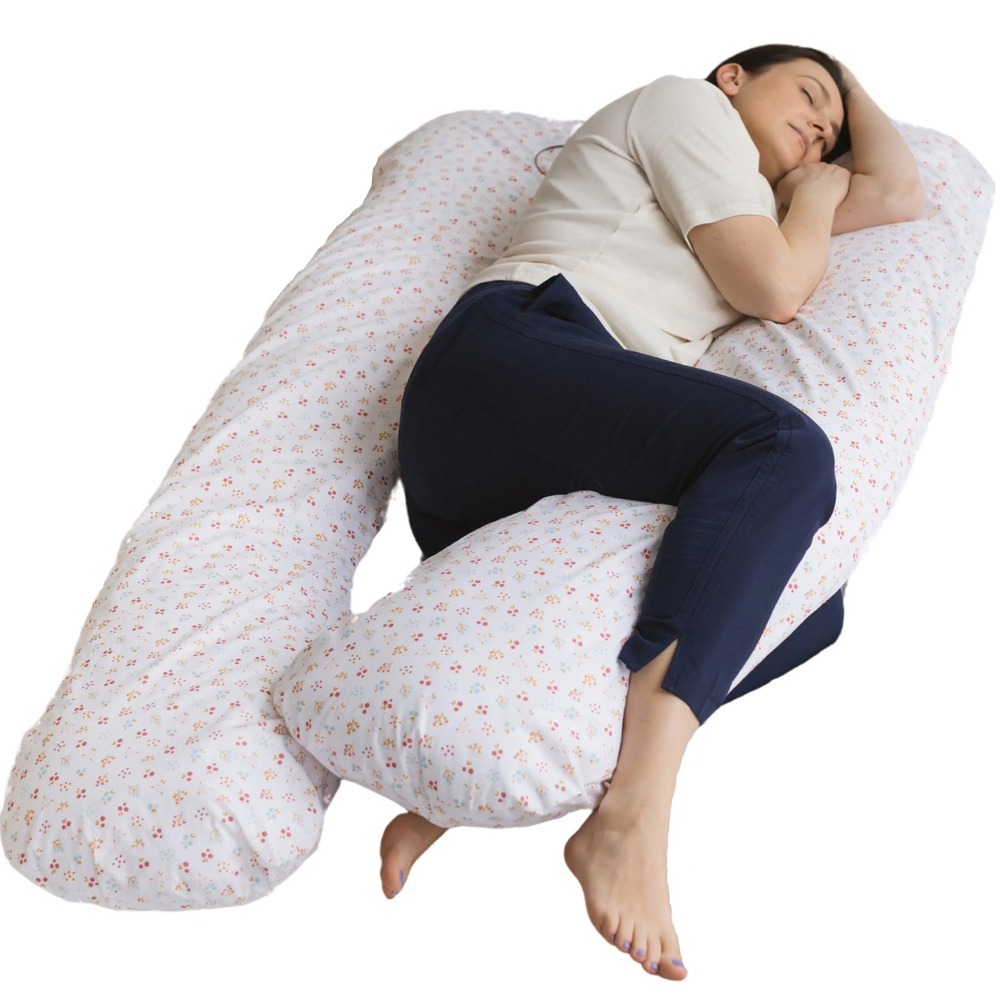 U-Shaped Maternity Pillow with Organic Cover in Milk White | Kapok or PES Filling MINICAMP