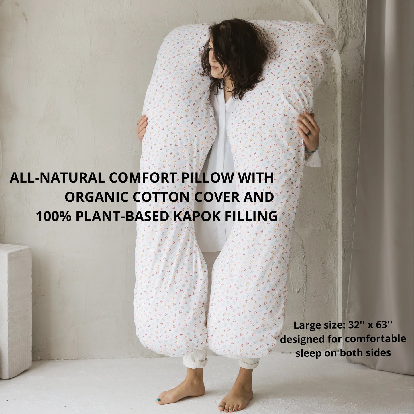U-Shaped Maternity Pillow with Organic Cover in Milk White | Kapok or PES Filling MINICAMP