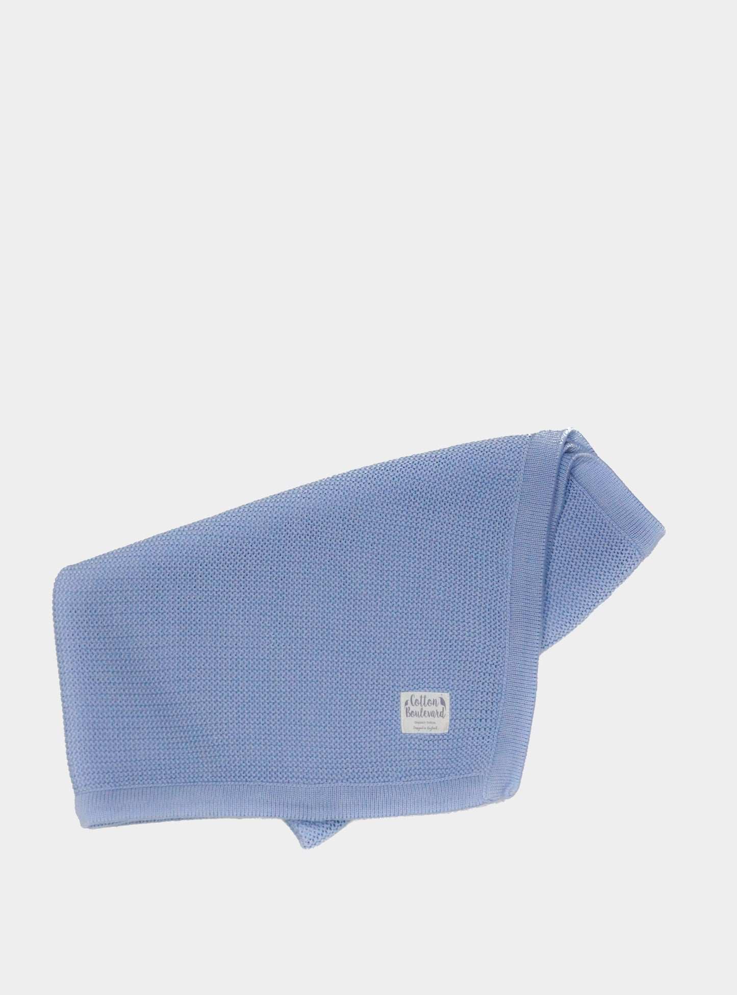 Misty Blue Organic Cotton Knitted Baby Blanket – 100 X 80cm Cotton Boulevard