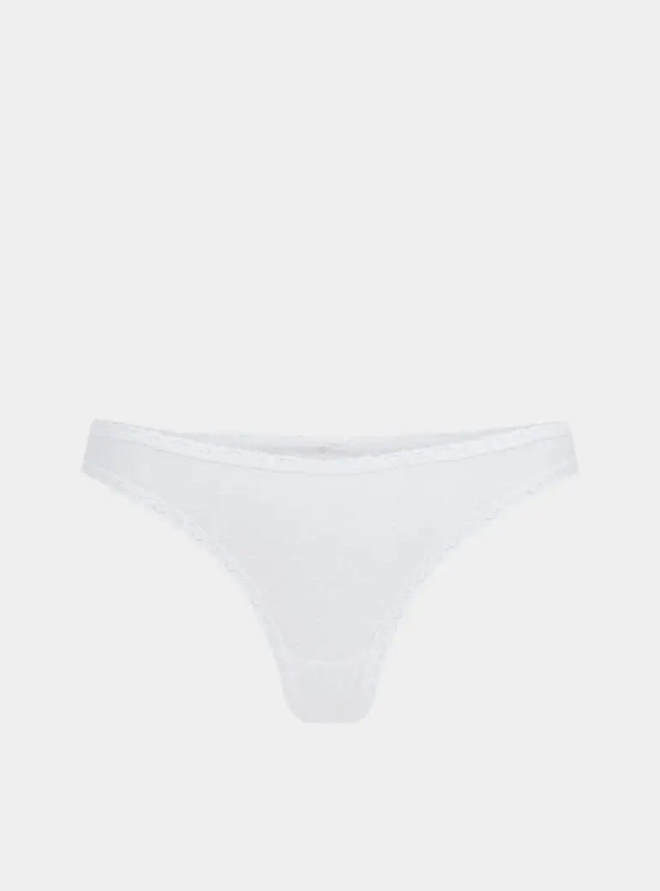 Ume Recycled-Lace Mid-Rise Briefs - Glacier White Peachaus