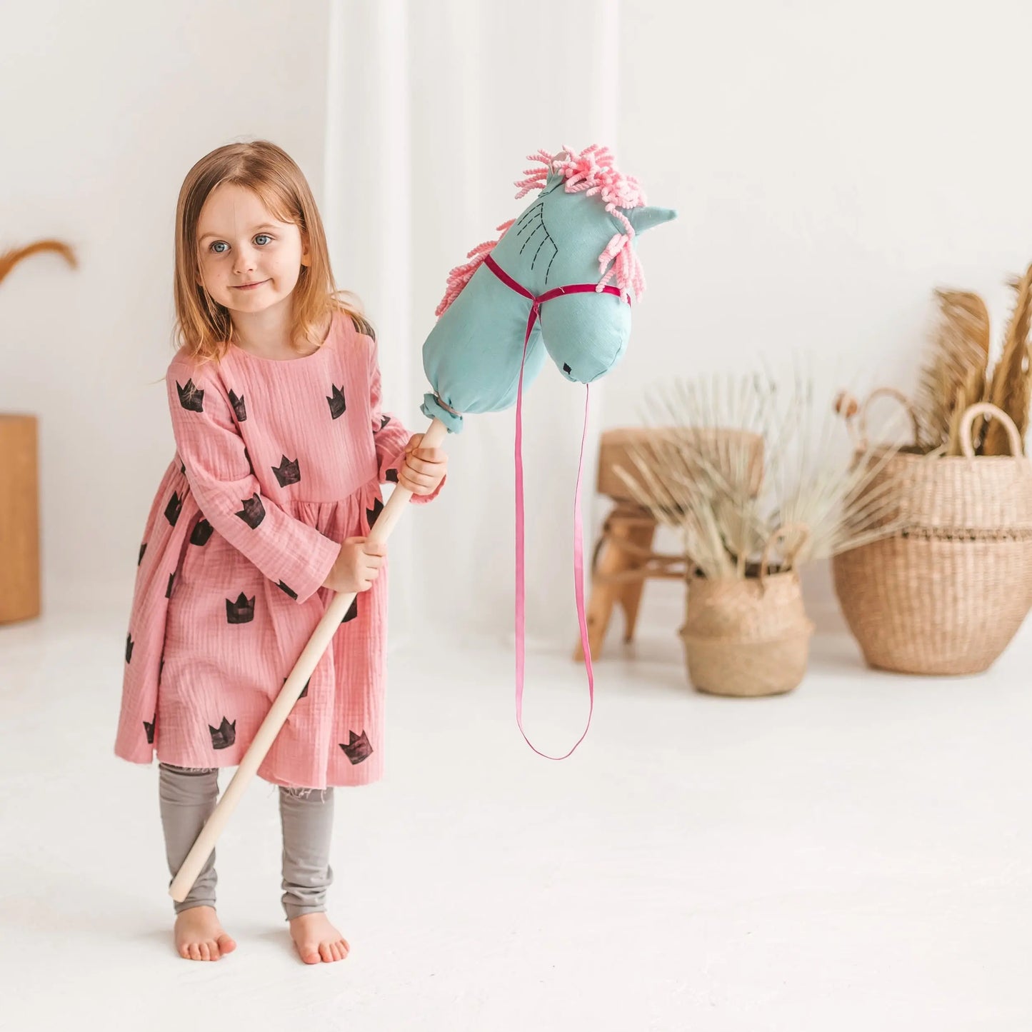 Unicorn Hobby Horse Stick Toy in Turquoise MINICAMP