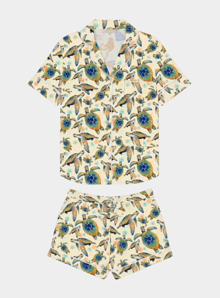 Turtles Women's Short Sleeve Cotton Pyjama Short Set Myza