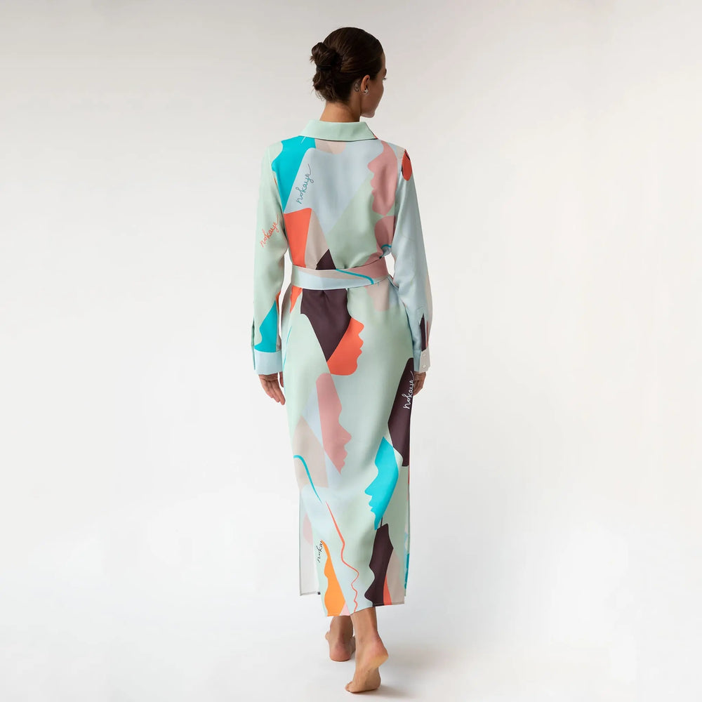 Us Tencel Twill Button-Down Long Shirt Dress NOKAYA