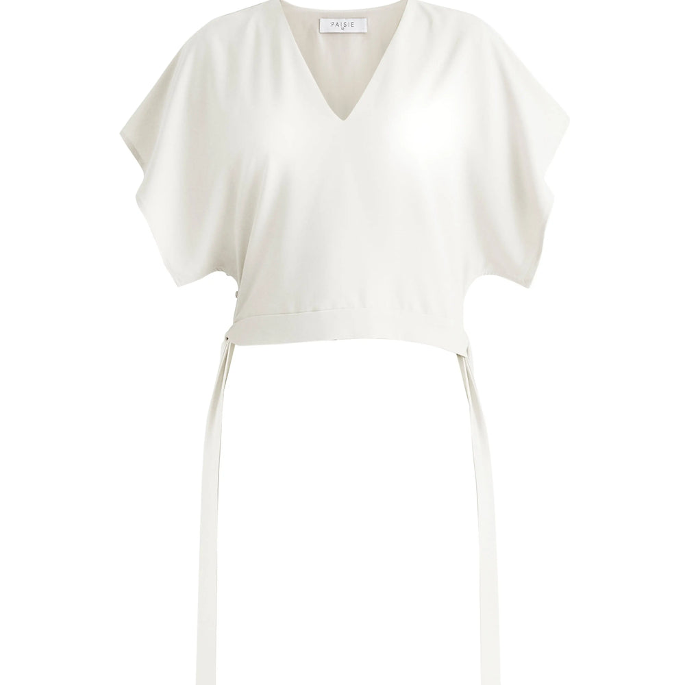 V-Neck Side Tie Top With Batwing Sleeves Paisie