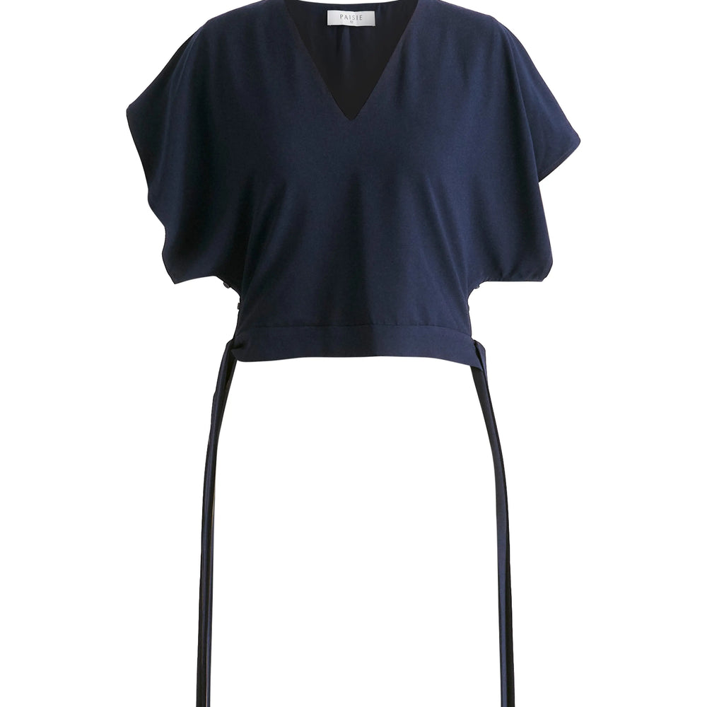 V-Neck Side Tie Top With Batwing Sleeves Paisie