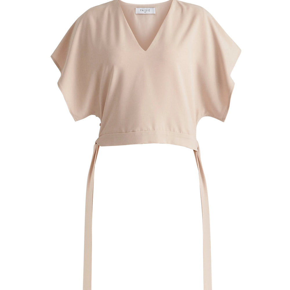 V-Neck Side Tie Top With Batwing Sleeves Paisie