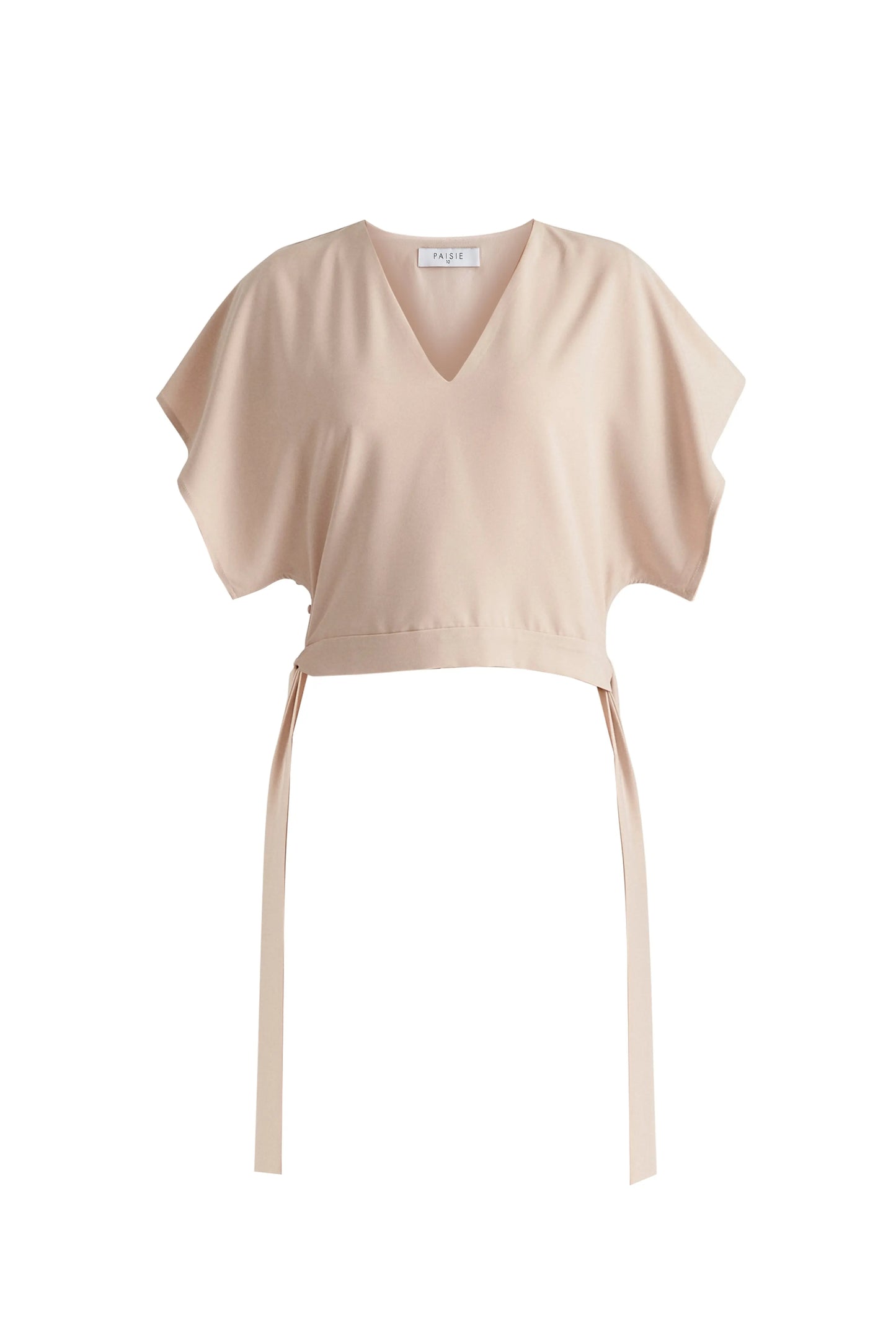V-Neck Side Tie Top With Batwing Sleeves Paisie