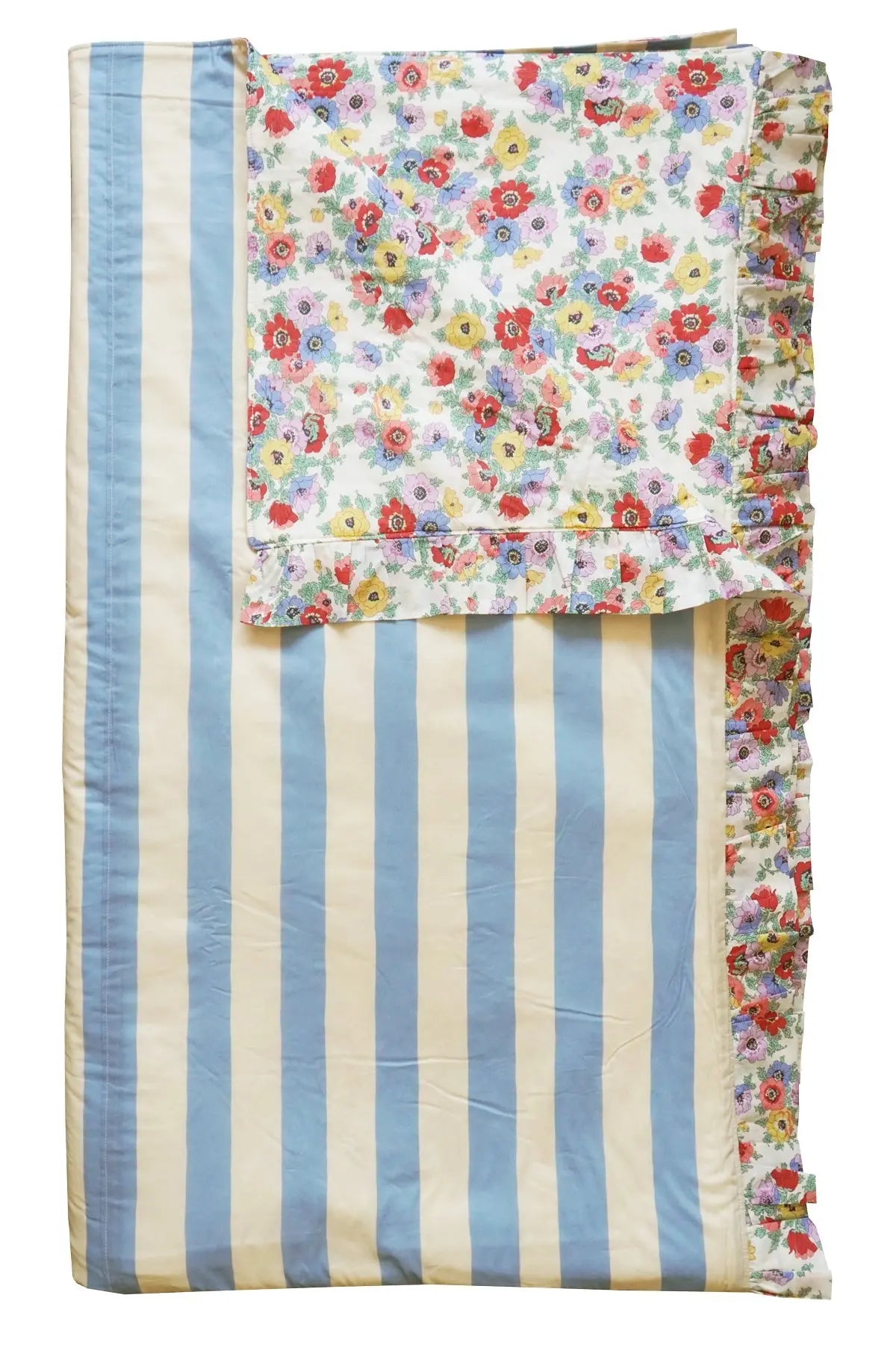 VACATION STRIPE & MADELEINE Liberty Reversible Ruffle Edge Bedspread Coco & Wolf
