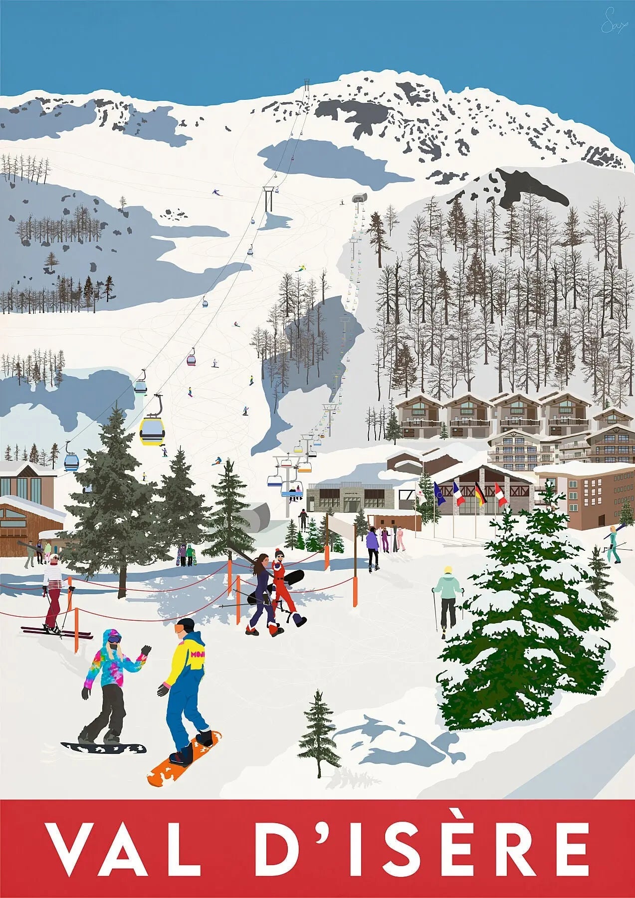 Val d'Isère Travel art by SAX Doodle
