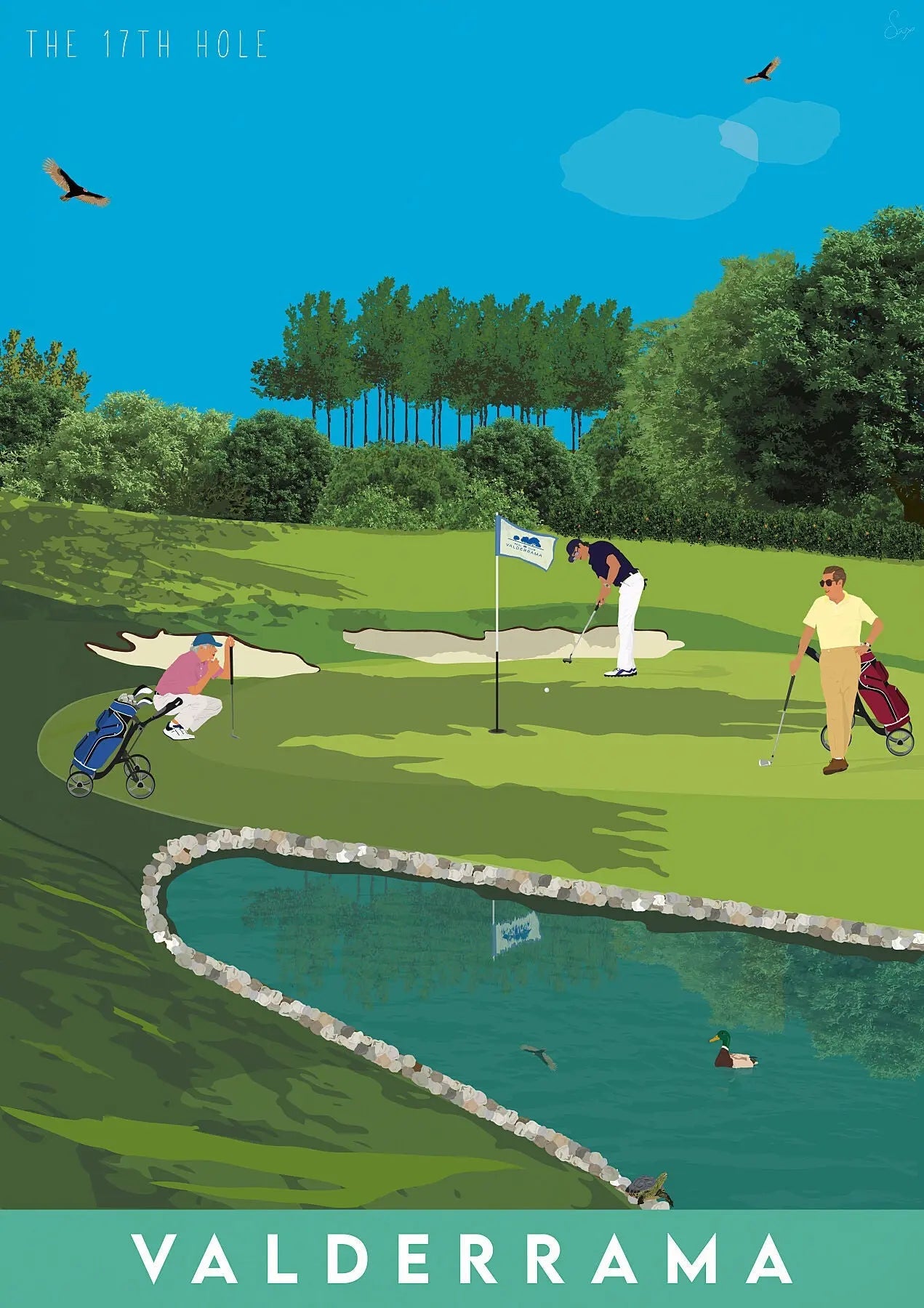 Valderrama, The 17th Hole Travel art by SAX Doodle