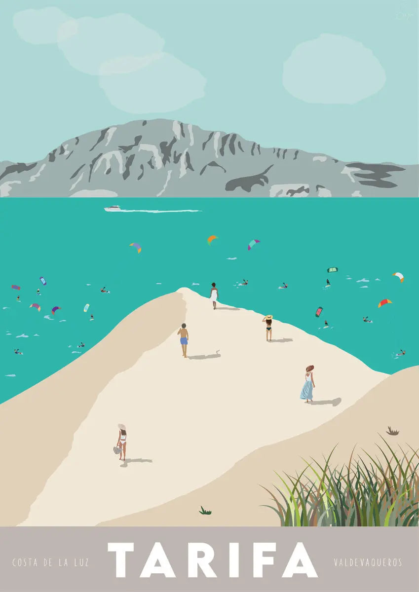 Valdevaqueros Tarifa, Beige Travel art by SAX Doodle