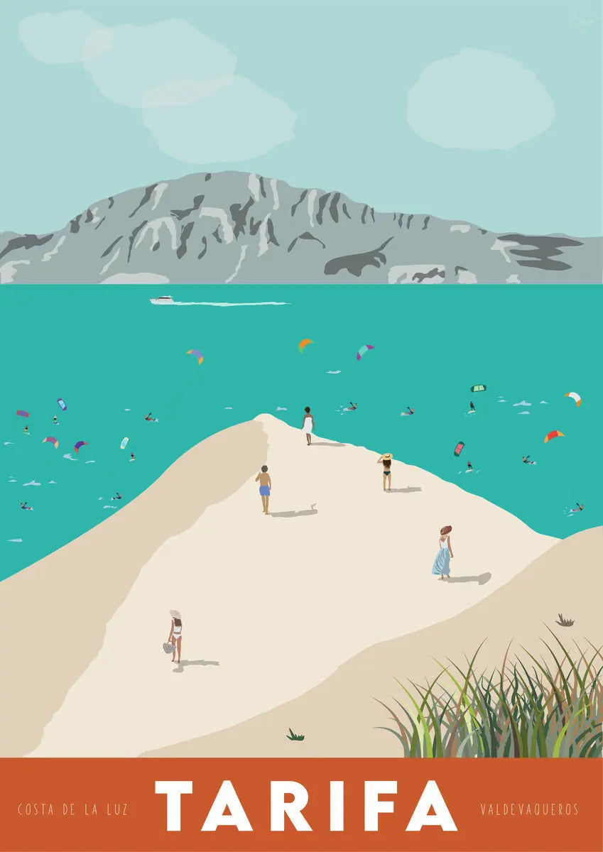 Valdevaqueros Tarifa, Orange Travel art by SAX Doodle