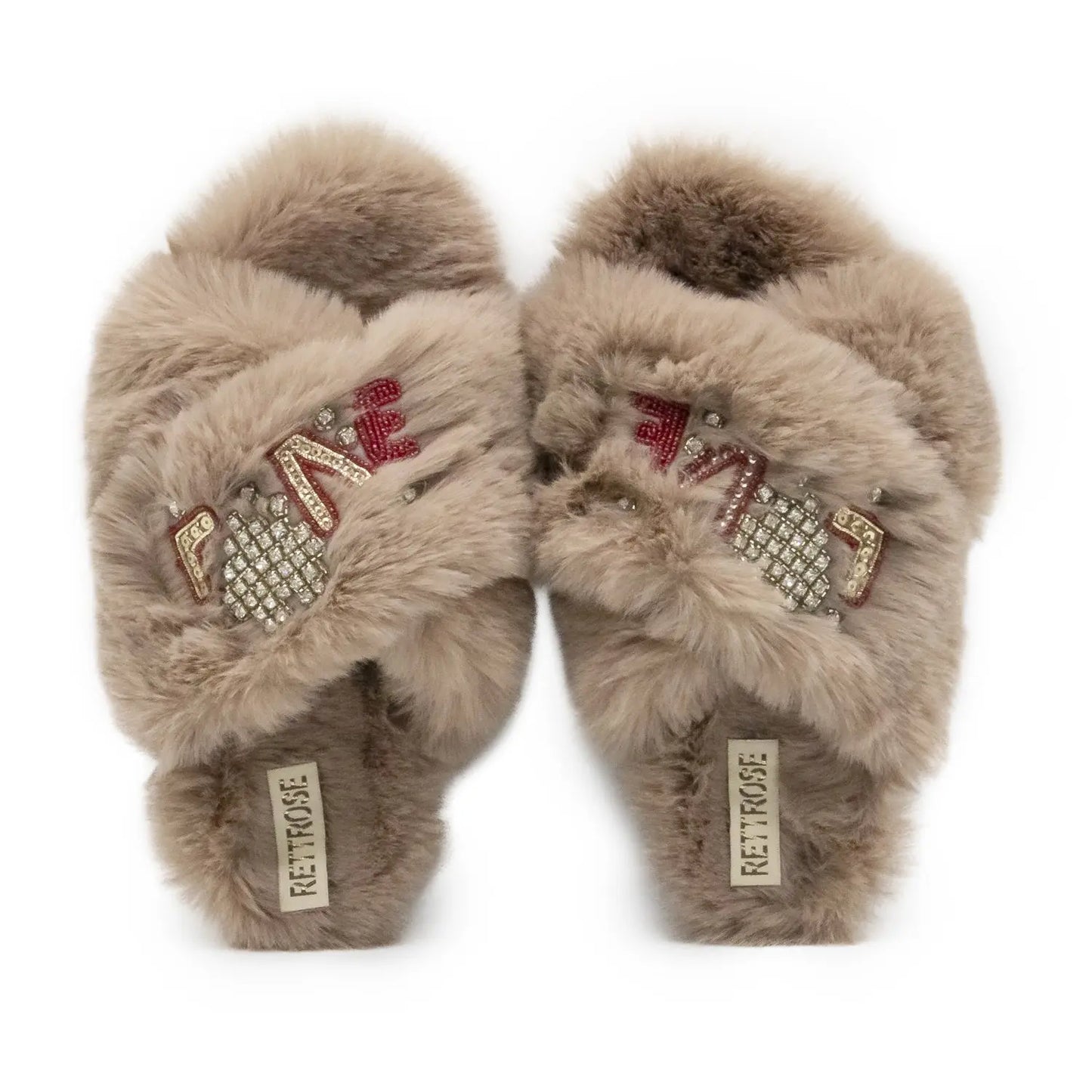 Valentina Luxury Plush Diamanté Embellished Handmade Slipper Rettrose