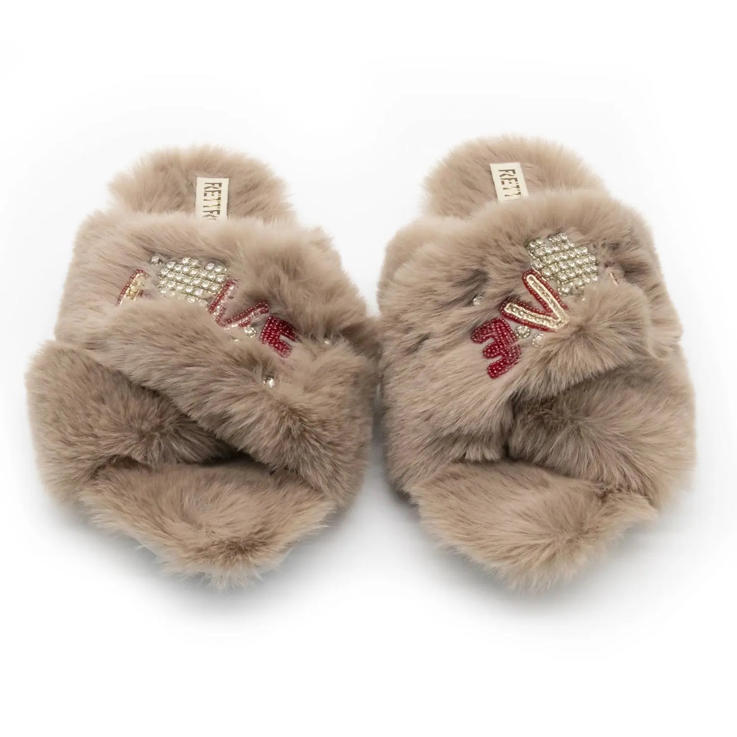 Valentina Luxury Plush Diamanté Embellished Handmade Slipper Rettrose