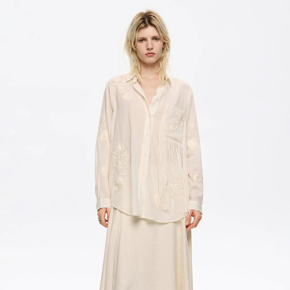 Vanilla embroidered fringed shirt Bimba y Lola UK