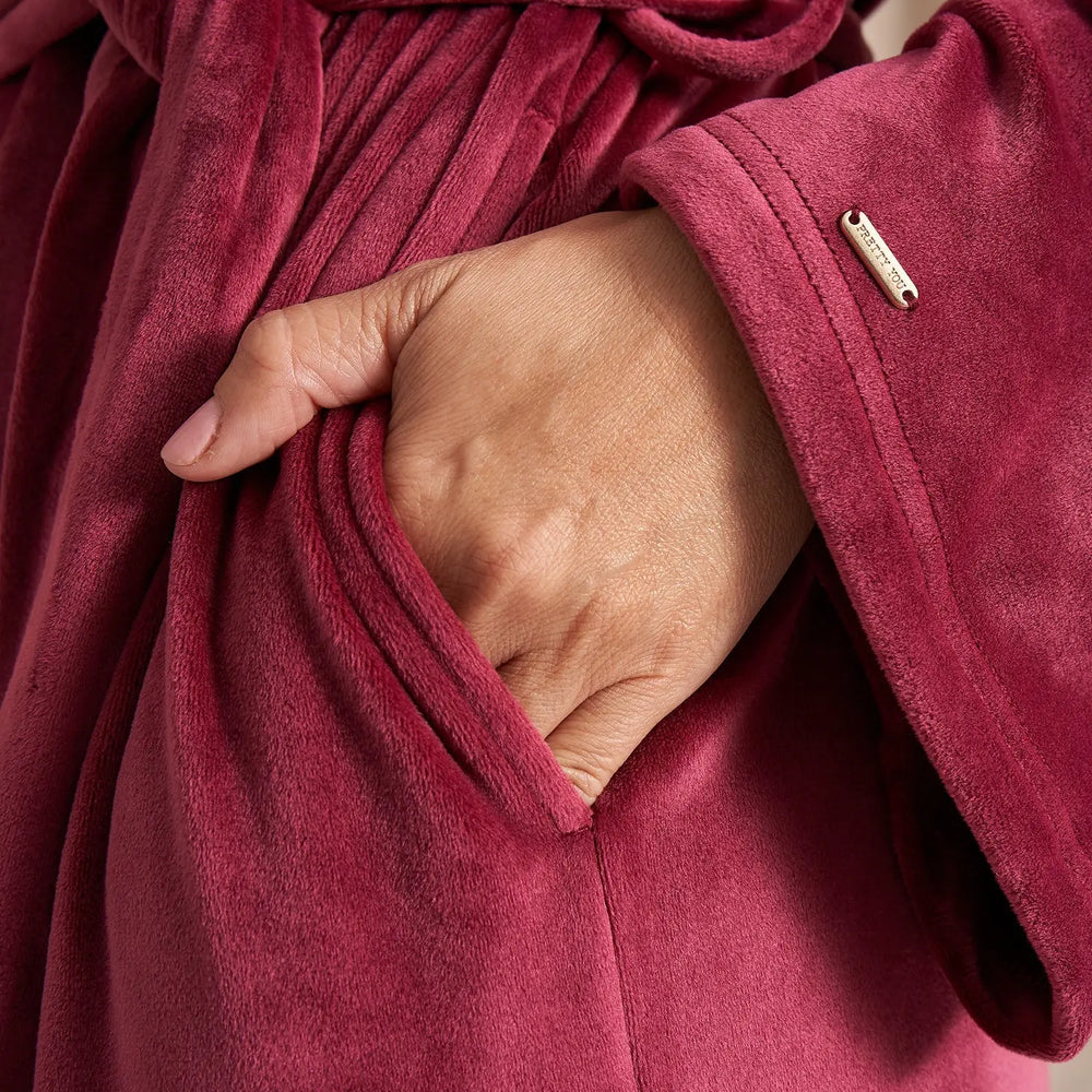 Velour Longline Robe in Bordeaux Pretty You London