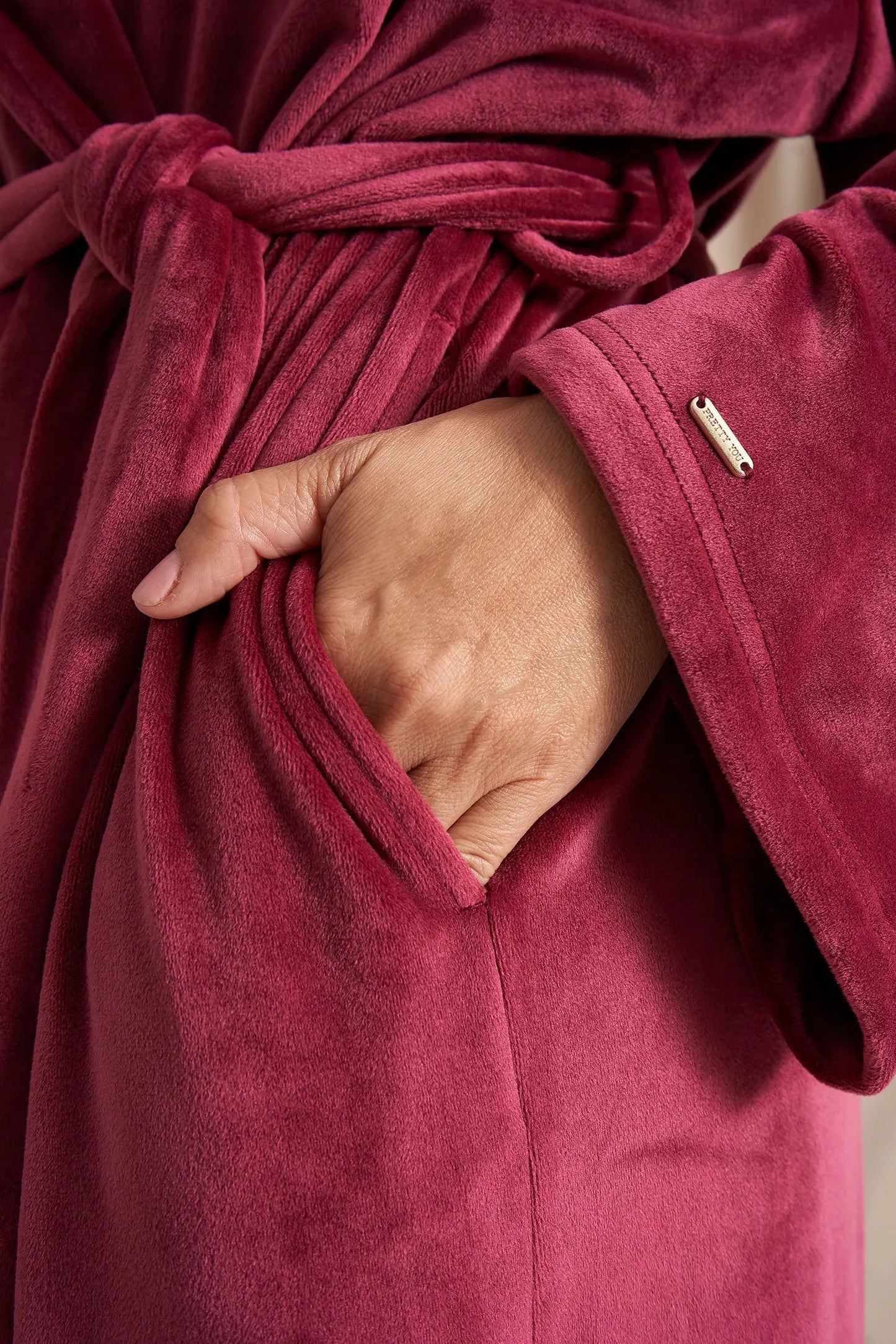 Velour Longline Robe in Bordeaux Pretty You London