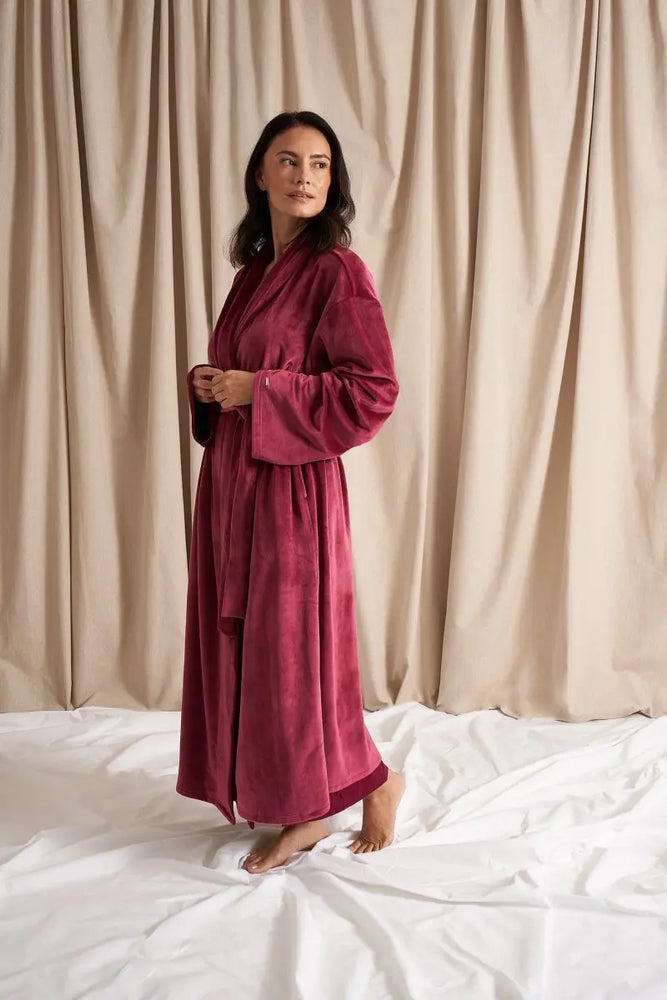 Velour Longline Robe in Bordeaux Pretty You London