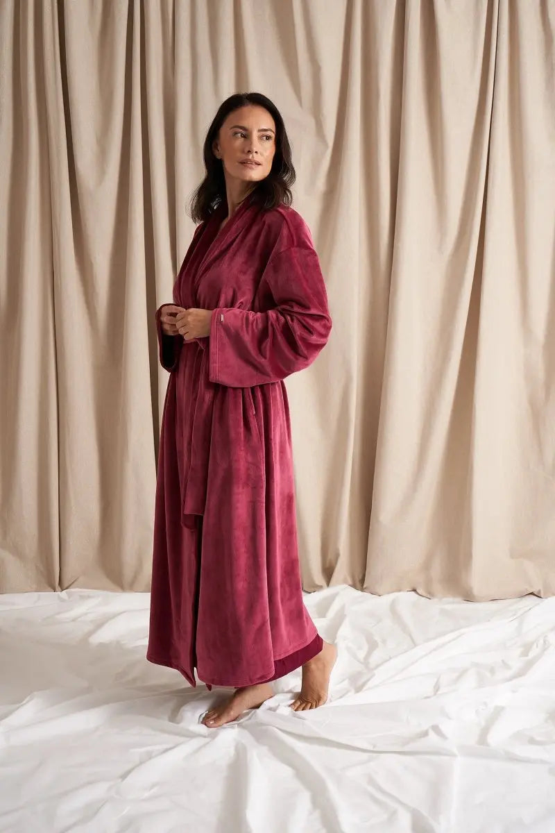 Velour Longline Robe in Bordeaux Pretty You London