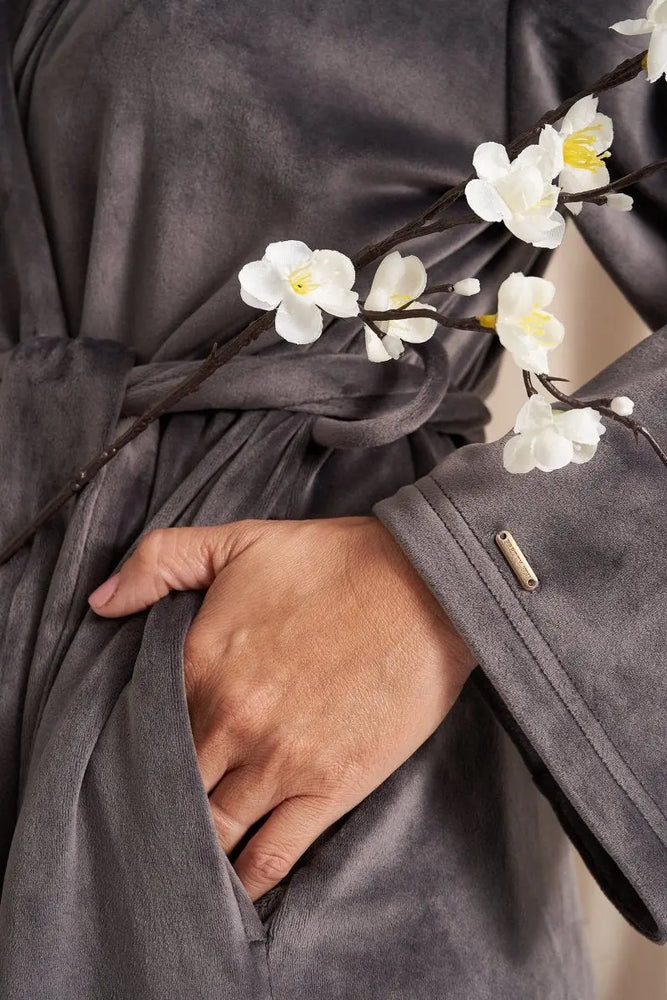 Velour Longline Robe in Raven Pretty You London
