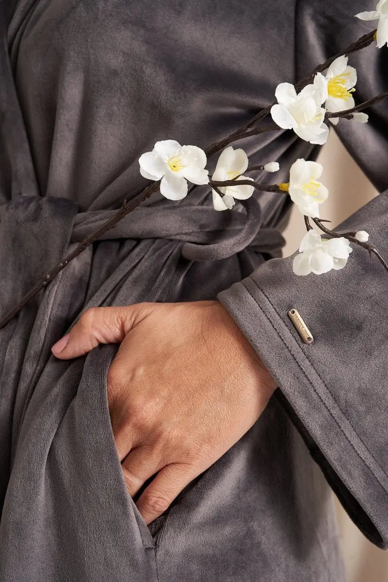 Velour Longline Robe in Raven Pretty You London
