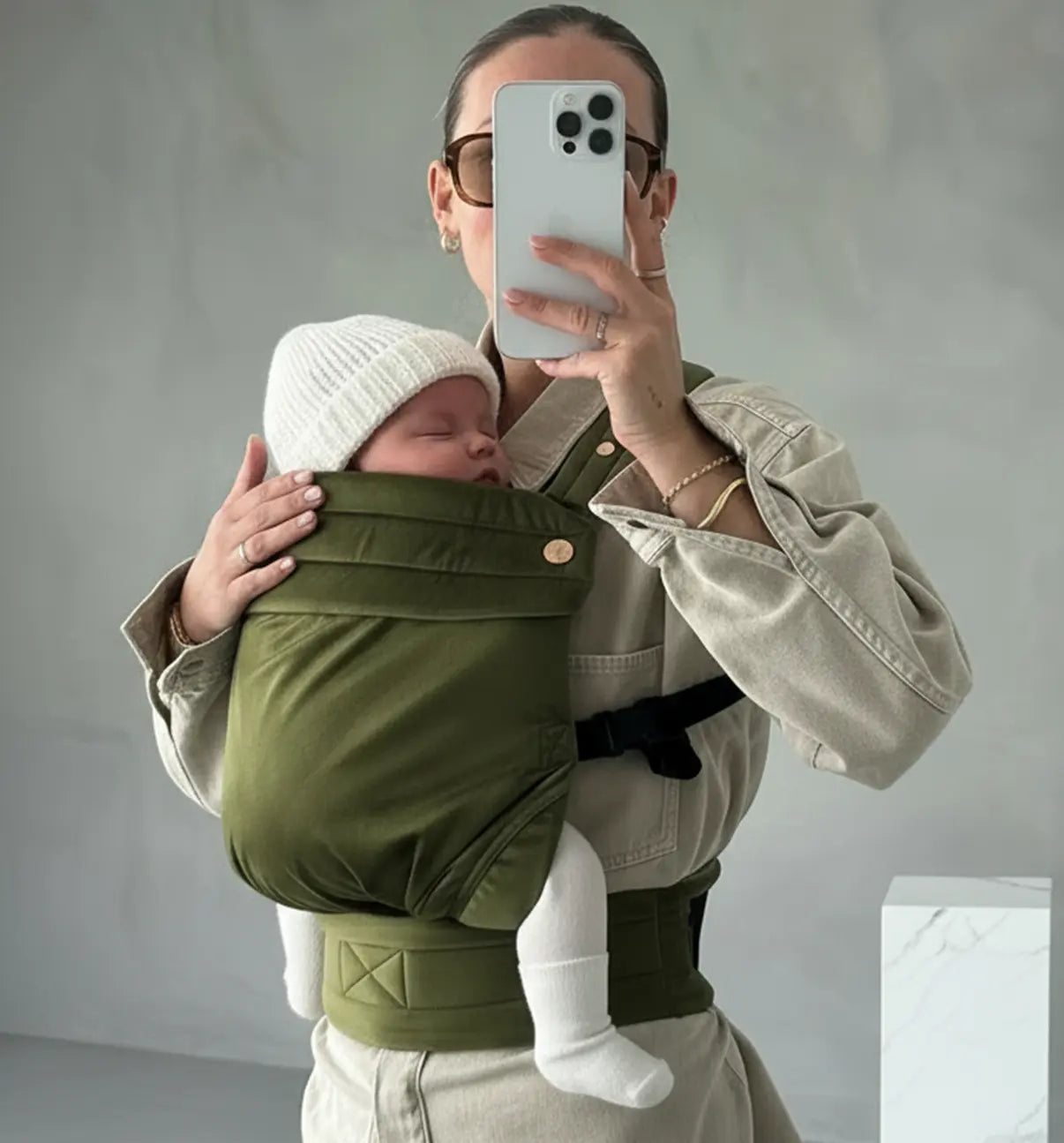 Velvet Baby Carrier - Cedar Green Bizzi Growin Nursery Interiors